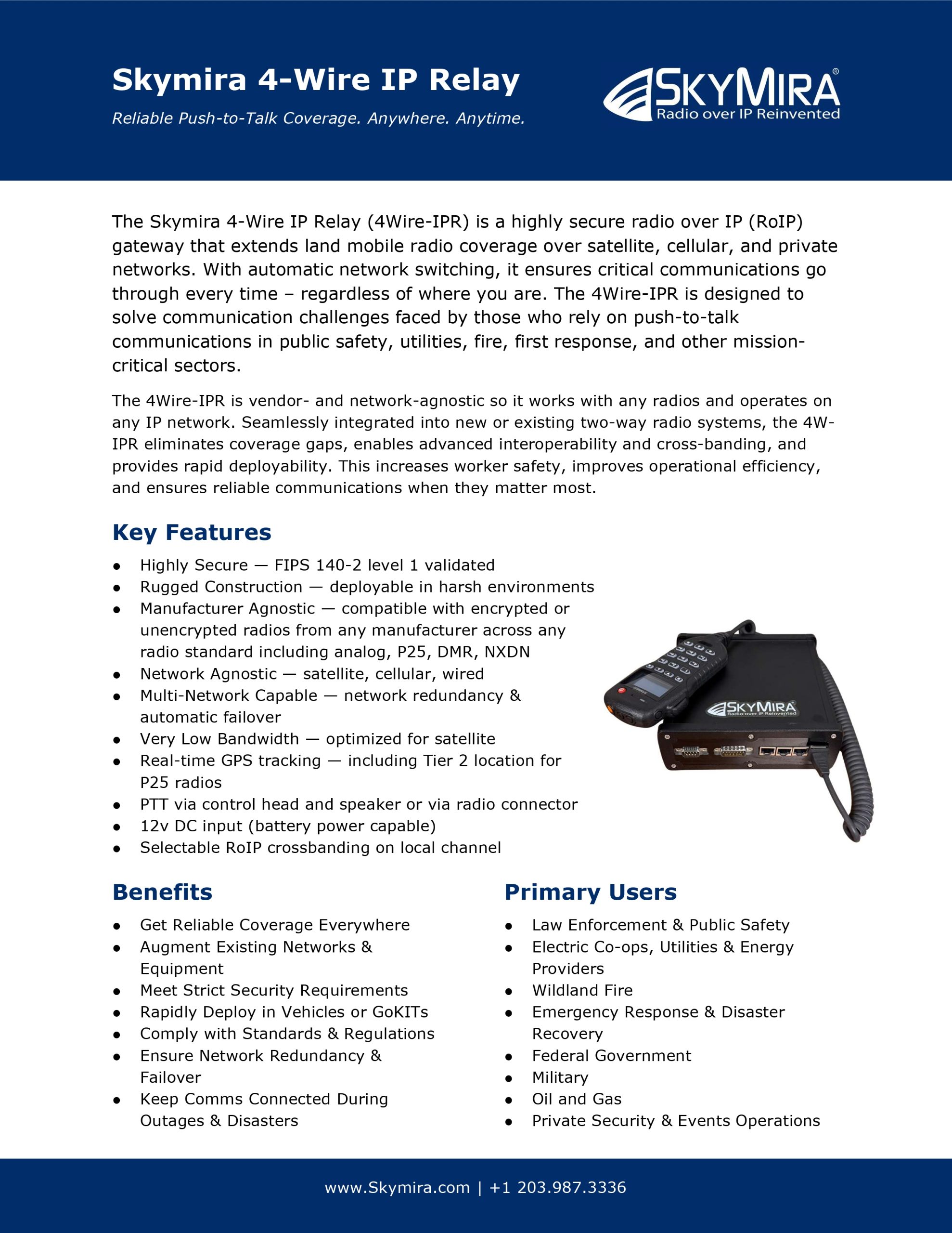 Skymira P25 IP Relay Data Sheet